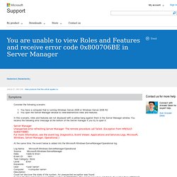 You are unable to view Roles and Features and receive error code 0x800706BE in Server Manager