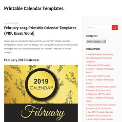 February 2019 Printable Calendar Templates {PDF, Excel, Word}