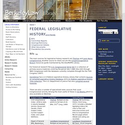 Federal Legislative History