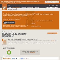 The Ending Federal Marijuana Prohibition Act: H.R. 2306: Ending Federal Marijuana Prohibition Act of 2011