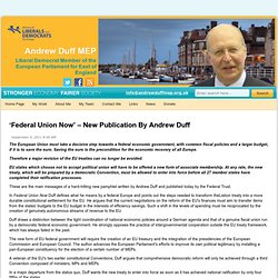 ‘Federal Union Now’ – New Publication By Andrew Duff (Andrew Duff MEP)