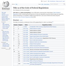 Title 12 of the Code of Federal Regulations - Wikipedia