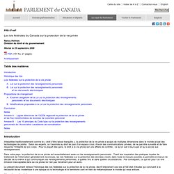 Les lois fédérales du Canada sur la protection de la vie privée (PRB 07-44F)