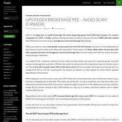 UPS/FedEx Brokerage Fee – avoid scam (Canada)