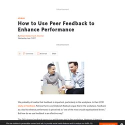 How to Use Peer Feedback to Enhance Performance