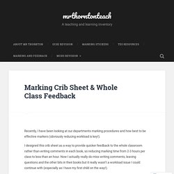 Marking Crib Sheet – mrthorntonteach