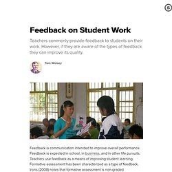 Feedback on Student Work: What Types of Feedback Might Teachers