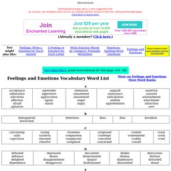 Feelings and Emotions Vocabulary Word List