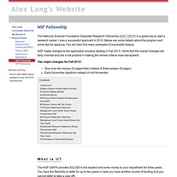 NSF Fellowship - Alex Lang's Website