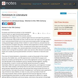 Feminism in Literature Essay - Women in the 19th Century