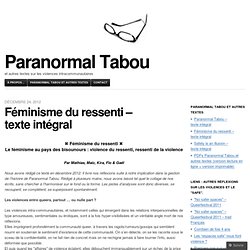 Féminisme du ressenti – texte intégral « Paranormal Tabou