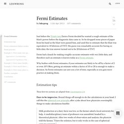 Fermi Estimates - LessWrong 2.0