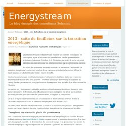 2013 : suite du feuilleton sur la transition énergétique