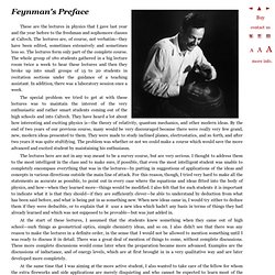 The Feynman Lectures on Physics: Feynman's Preface