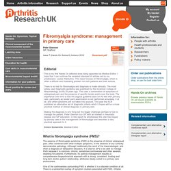 Fibromyalgia syndrome: management in primary care