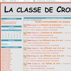 Fiches d'entraînement lexique CM2 - La classe de Crol