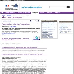 Fiches outils : recherche d'informations