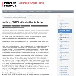 Le fichier RNCPS et le ministère du Budget - Big Brother Awards