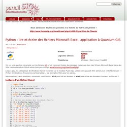 Python : lire et écrire des fichiers Microsoft Excel, application à Quantum GIS