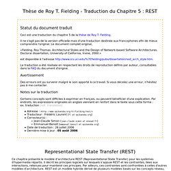 Thèse de Roy T. Fielding - CHAPITRE 5: Representational State Transfer (REST)
