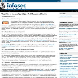 Fifteen Tips to Improve Your Infosec Risk Management Practice
