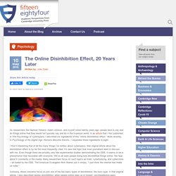 The Online Disinhibition Effect, 20 Years Later