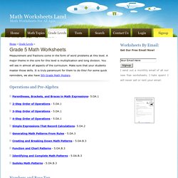 Fifth Grade Math Worksheets