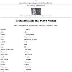 Gods and Fighting Men: Part II: Pronunciation and Place Names