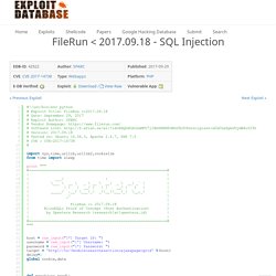 FileRun < 2017.09.18 - SQL Injection