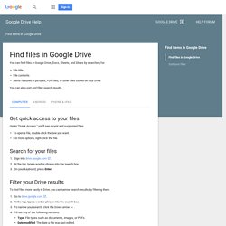 Find files in Google Drive - Computer - Google Drive Help