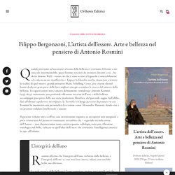 Filippo Bergonzoni, L'artista dell'essere. Arte e bellezza in Antonio Rosmini