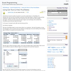 Using Cell Text to Filter PivotTables - Excel Programming