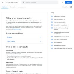 Search tools and filters - Search Help