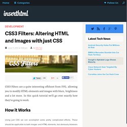 CSS3 Filters: Altering HTML and Images with just CSS