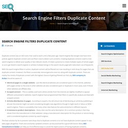 How Search Engine Filters Duplicate Content?