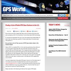 Finally, A List of Public RTK Base Stations in the U.S. : GPS World
