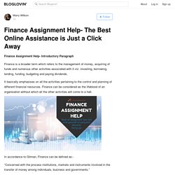 Finance Assignment Help- The Best Online Assistance is Just a Click Away