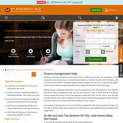 Finance Assignment Help - No.1 Finance Assignment Writer