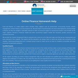 Finance Assignment Help - My Homework Help Online