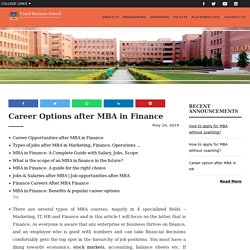 MBA in Finance - Career Options