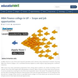 MBA Finance college in UP - Scope and job opportunities