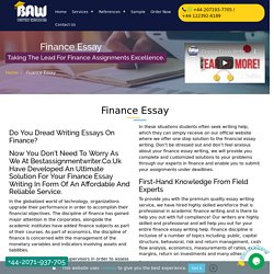 Finance Essay Help and Writing Service UK