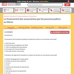 Le financement des associations par les pouvoirs publics au Maroc