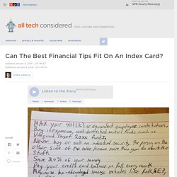 When An Index Card Of Financial Tips Isn't Enough, This Book Is There : All Tech Considered