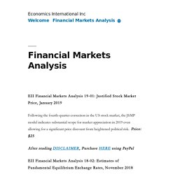 Financial Market Analyses – Economics International Inc