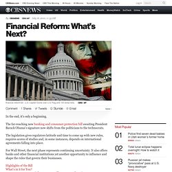 Financial Reform: What's Next?
