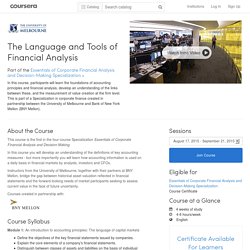 The Language and Tools of Financial Analysis - The University of Melbourne