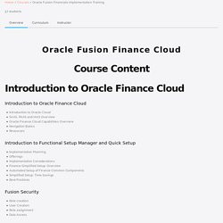Oracle Fusion Financials Technical Training