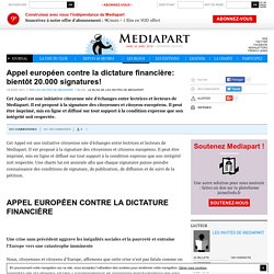 Appel européen contre la dictature financière: plus de 17.000 signatures