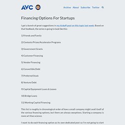 A VC: Financing Options For Startups